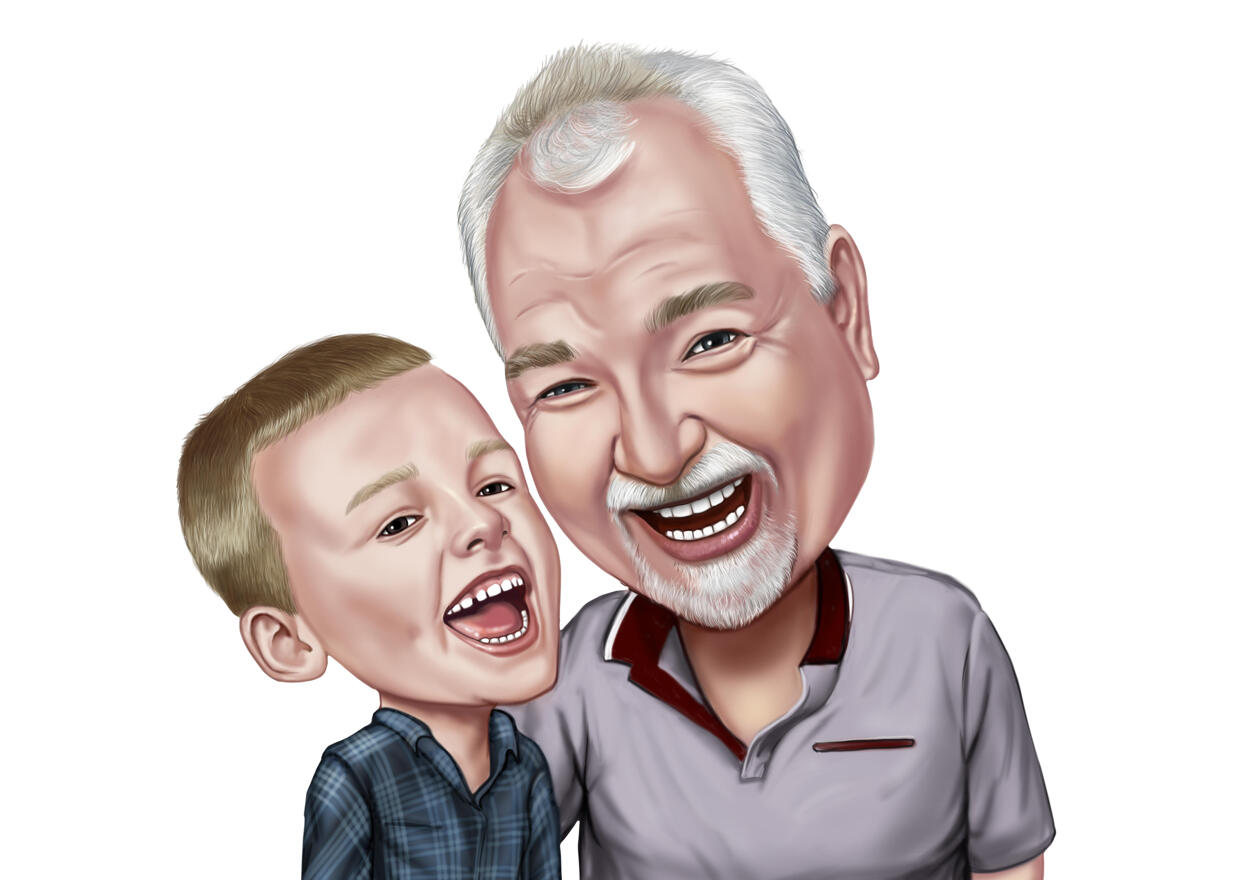 Caricatura de dibujos animados de papá e hijo de fotos para regalo de padre