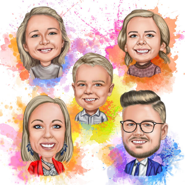 Watercolor Family Portrait from Photo