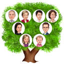 Colored Family Tree with Caricatures