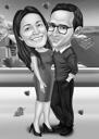 Parents Anniversary Caricature - Black and White Style