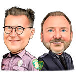 Cartoon-Zeichnung mit zwei Polizisten