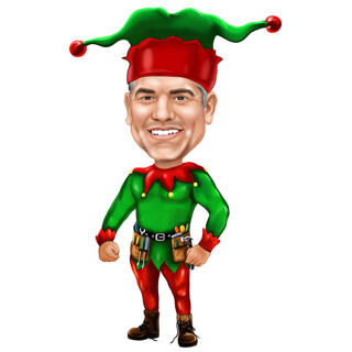 Christmas Caricature from Photos as Christmas Elf