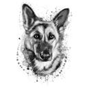 Portrait graphite de chien de berger allemand à partir de photos