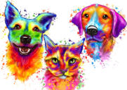 Desenho de mistura de animais de estimação em aquarela