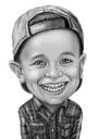 Portret de caricatură pentru băiețel din fotografie în stil alb-negru