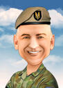 Armijas virsnieka karikatūra portrets