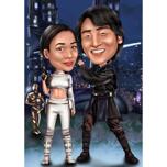 Star Wars Fans Couple Caricature