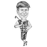 Golfeur au corps entier : style noir et blanc
