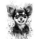 Custom Black and White Dog Portrait – Watercolor Pet Art from Photo