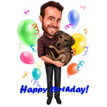 Daudz laimes dzimšanas dienā Zīmējums ar suni