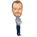 Caricature exagérée d'un policier en pied