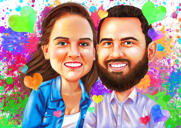 Retrato de caricatura de arco-íris para 2 pessoas