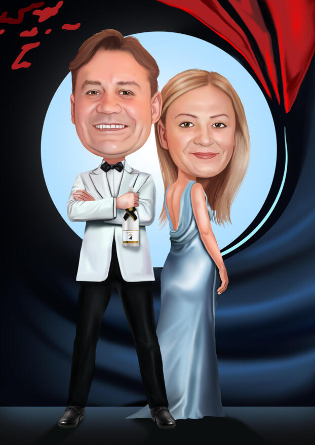 James Bond Couple Cartoon