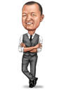 Карикатурный портрет страхового агента делового человека в цветном стиле в полный рост с фотографий