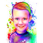 Akvarell Kid Porträtt