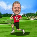 Retrato de caricatura de golfista de cuerpo entero
