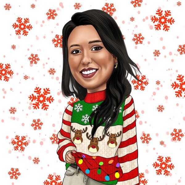 Ugly Sweater Christmas Caricature from Photos