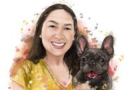 Owner with Pet Watercolor Portrait