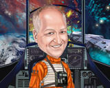 Head and Shoulders Astronaut i rymden karikatyr i färgstil