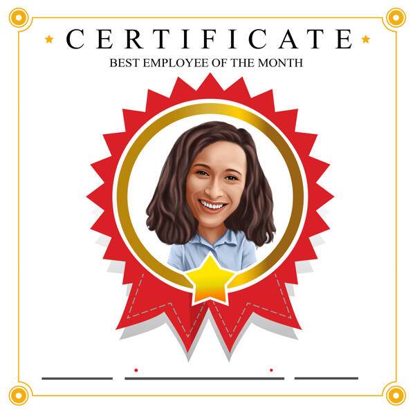 Employee of the Month Certificate Caricature Award
