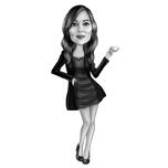 Black and White Caricature: Full Body Drawing