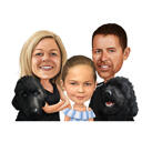 Portret de familie din desene animate cu animale de companie