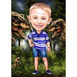 Kinder Jurassic Park Themen-Karikatur-Zeichnung mit Dinosaurier-Hintergrund