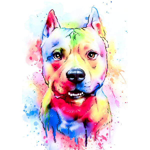 Retrato em aquarela de Staffordshire Bull Terrier a partir de fotos