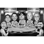 Freunde spielen Poker Cartoon Portrait