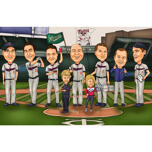 Caricature des garçons d'honneur de baseball