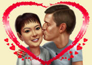 Tender Kiss Caricature: Head and Shoulders Body Type