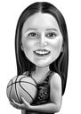Sport Basketball Girl Caricature Holding Ball