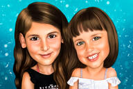 Ritratto di caricatura di neonate da foto con sfondo colorato