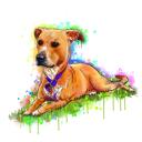 Retrato de perro en acuarela con salpicaduras