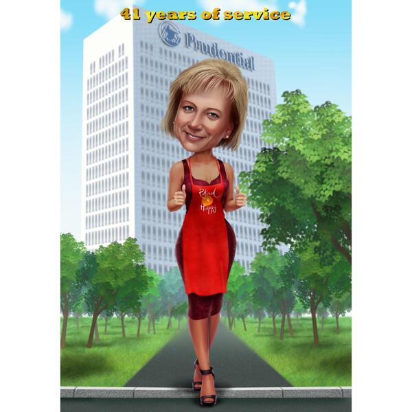 Sărbătorirea anilor de serviciu – Caricatură cu degetul mare în sus