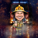 Exaggerated Firefighter Caricature