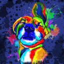 Vesiväri koiran piirustus: mukautettu lemmikkimuotokuva sinisellä pohjalla