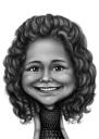 Desenho de desenho animado de pessoa com cabelo cacheado adorável em estilo digital preto e branco a partir de fotos
