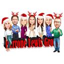 Christmas Staff Caricature with Company Logo