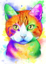 Peinture de portrait de chat personnalisé dans un style aquarelle avec fond