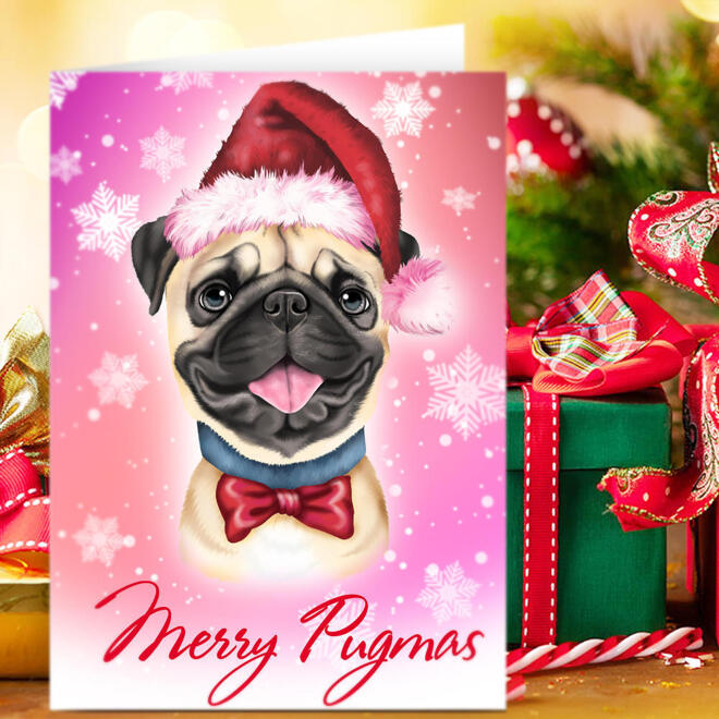 Caricatura de mascota de Navidad personalizada de Photo con juego de 10 tarjetas de felicitación