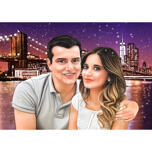 Ritratto di coppia personalizzato da foto con sfondo di città