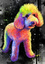 Pintura de corpo inteiro de arco-íris de cachorro com fundo preto