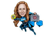 Ganzkörper-Superhelden-Karikatur