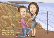 Caricature de couple sur les montagnes