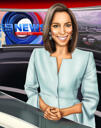 Television Presenter Cartoon Portrait with Custom Background