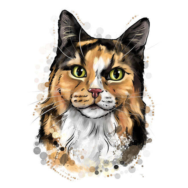 Kreslená kresba vaší kočky v přírodním vodním vybarvení z fotografií