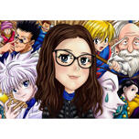 Cartoon met Anime-achtergrond