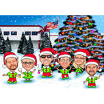 Christmas Elves Group Caricature