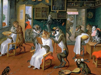 8. "Peluquería con monos y gatos" (1647) de Abraham Teniers-0